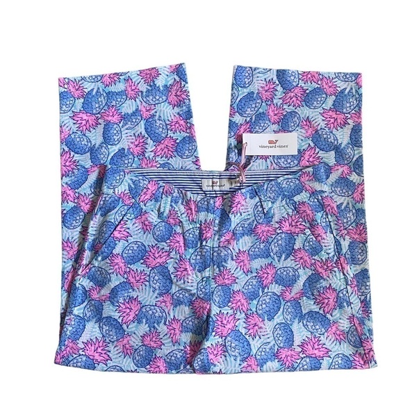 Vineyard Vines New Women’s Size 2 Pineapple Catamaran Ankle Pants Blue Pink NWT - Picture 1 of 5